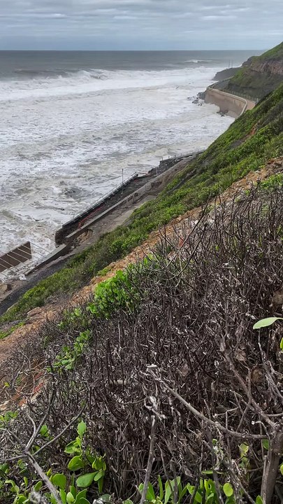 Waves breaking against the Newcastle skate park construction site during weekend storm | Newcastle Herald | April 2, 2022