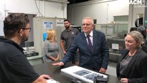 Prime Minister Scott Morrison visits Nupress Tools in Cardiff, NSW | April 6 2022 | Newcastle Herald