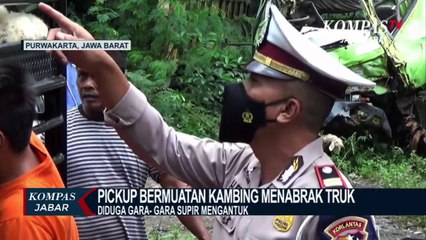 Pickup Bermuatan Kambing Kecelakaan Di Cipularang