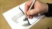 How to Draw Number 3 - Drawing Number Three in 3D on Paper with Pencil - Vamos