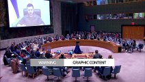 GRAPHIC CONTENT- Zelenskiy tells U.N. Russia committed 'war crimes'