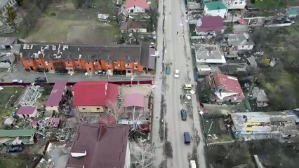 Imatges aèries de la destrucció a la ciutat de Borodianka