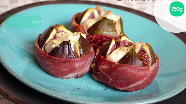 Figues rôties au chèvre et jambon cru