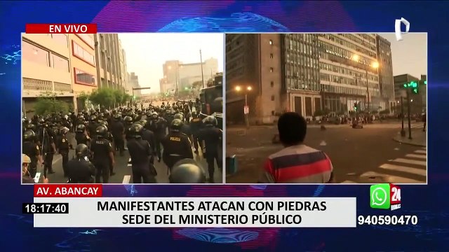 Centro de Lima: Manifestantes atacaron con piedras el edificio del Poder Judicial