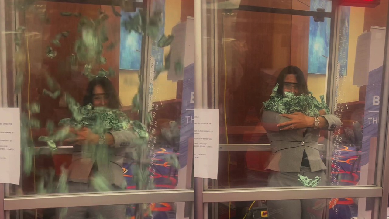 ''Money Money Money!' Real estate agent steps inside the 'money booth' and makes it BIG'
