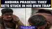 Fleeing thief gets trapped in a hole after stealing from Andhra temple | OneIndia News