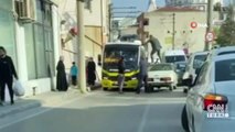 İstanbul'da dehşet anları! Otomobilin üzerine çıkarak tekme attı