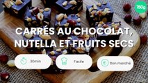 Carrés au chocolat, Nutella et fruits secs