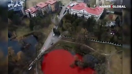 Litvanyalı yüzücüden sıra dışı protesto! Kan gölünde yüzerek Rusya'ya tepki gösterdi