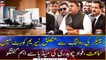 PTI leader Fawad Chaudhry talks to the media outside the Supreme court