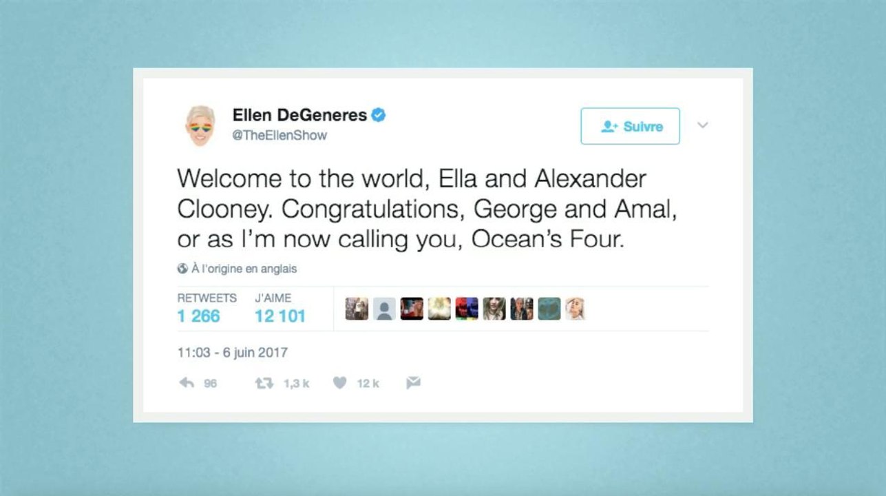 Sur Twitter, les internautes félicitent George et Amal Clooney pour la naissance de leurs jumeaux