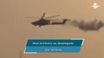 Impactan imágenes de misil partiendo en dos a helicóptero ruso en el aire