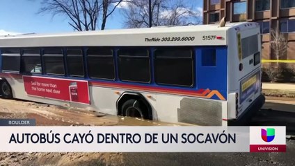 Autobús cayó dentro de un socavón