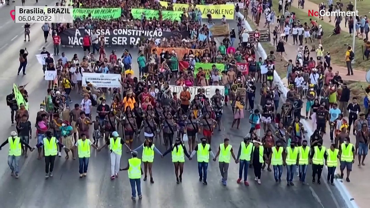 Indigene protestieren "Es lebe Amazonien! Raus mit Bolsonaro!"