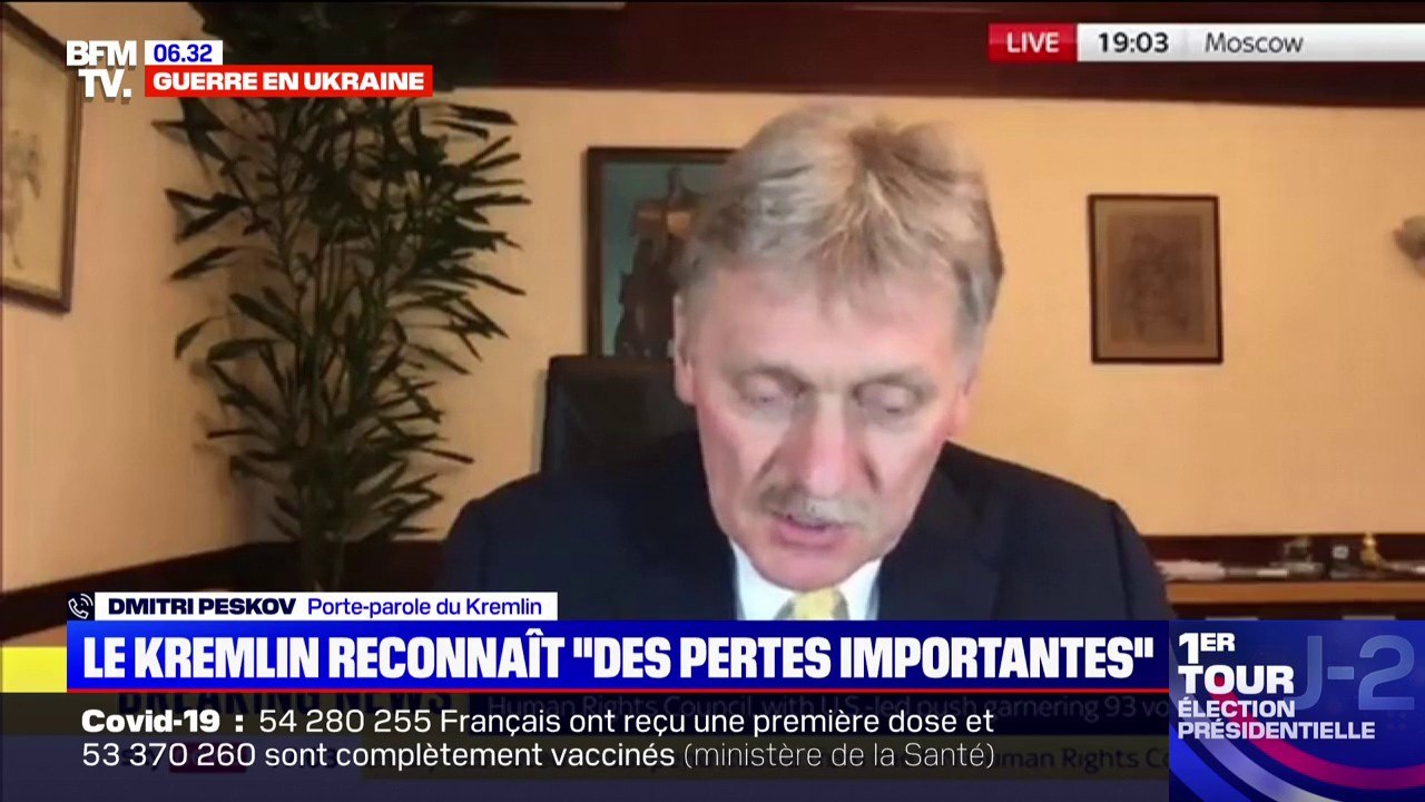 Armée russe: le porte-parole du Kremlin reconnait des "pertes importantes"