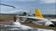 Un avión de carga se parte en dos durante un aterrizaje en Costa Rica