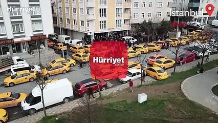 Taksicilerin taksimetre kuyruğu havadan görüntülendi