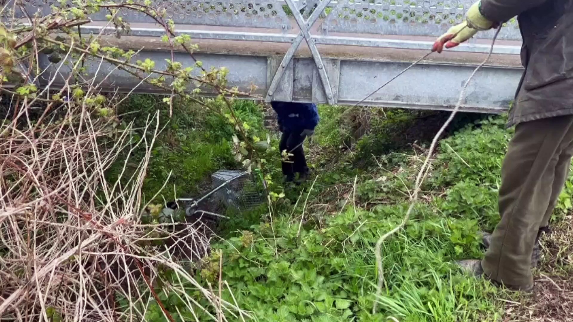 Litter pickers' anger as Asda trolleys dumped in river