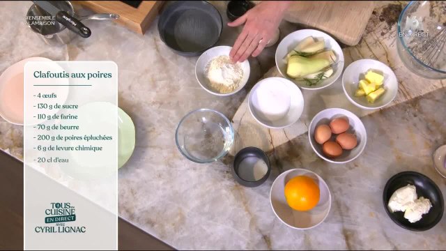 VOICI Tous en cuisine : découvrez la recette du clafoutis aux poires de Cyril Lignac