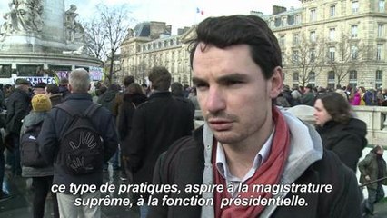 Contre-manifestation à Paris pendant le rassemblement pro-Fillon