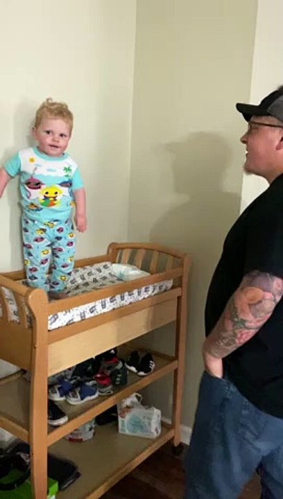 Toddler Takes a Tumble Behind Changing Table