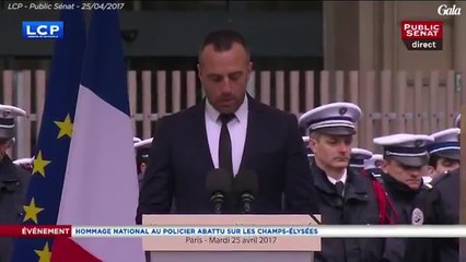 GALA VIDEO - Le compagnon du policier tué sur les Champs-Élysées lui rend hommage