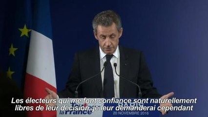 Sarkozy éliminé de la primaire de la droite, soutient Fillon
