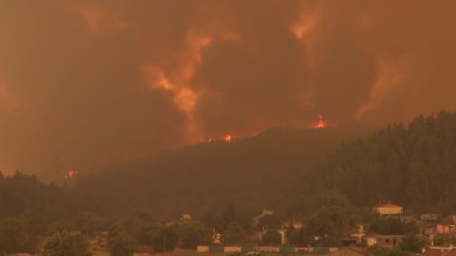 Incendies en Grèce et en Turquie: panorama apocalyptique sur l'île grecque d'Eubée