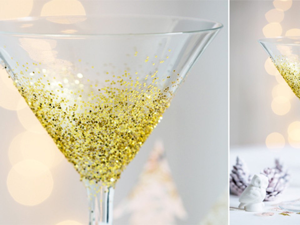 Vaisselle de Noël : des verres à pied pailletés (vidéo)