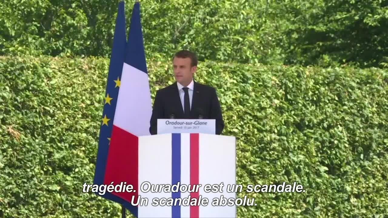 Macron au 73e anniversaire du massacre d'Oradour-sur-Glane