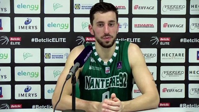 Au micro maritima: Bastien Pinault après la victoire de Nanterre 92 à Fos