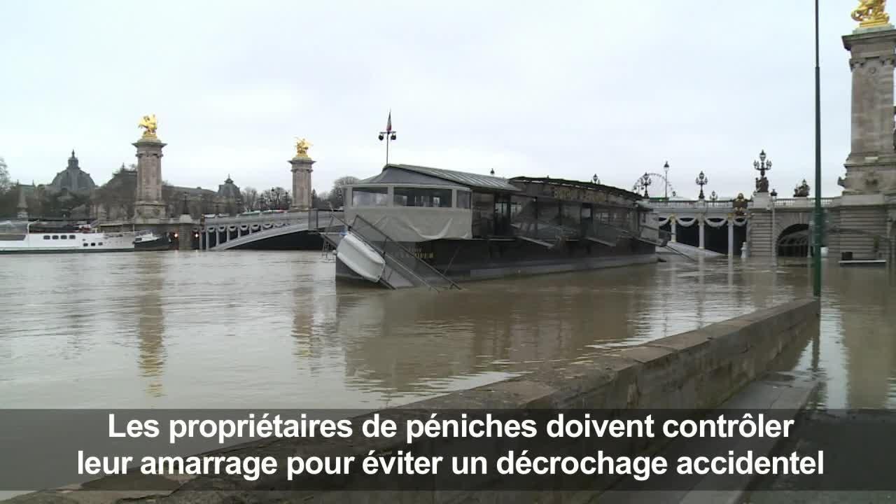 Seine: pic de crue attendu vendredi, les péniches à l'amende