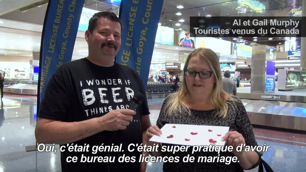 A l'aéroport de Las Vegas, le mariage avant les bagages