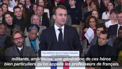 Francophonie: Macron célèbre "les profs de français, ces héros"