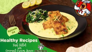 Fish Fillet With Coconut Cream Sauce recipe | Spinach stir fry | Healthy Recipes |@HomeCookingShow|creative food yogi