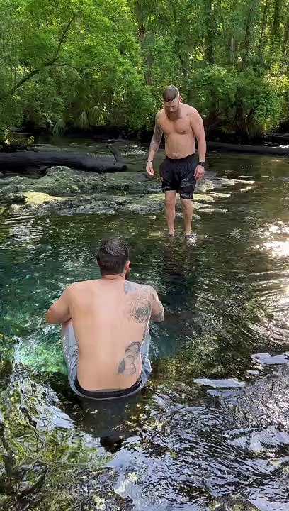Man Jumps Into Underwater Cave