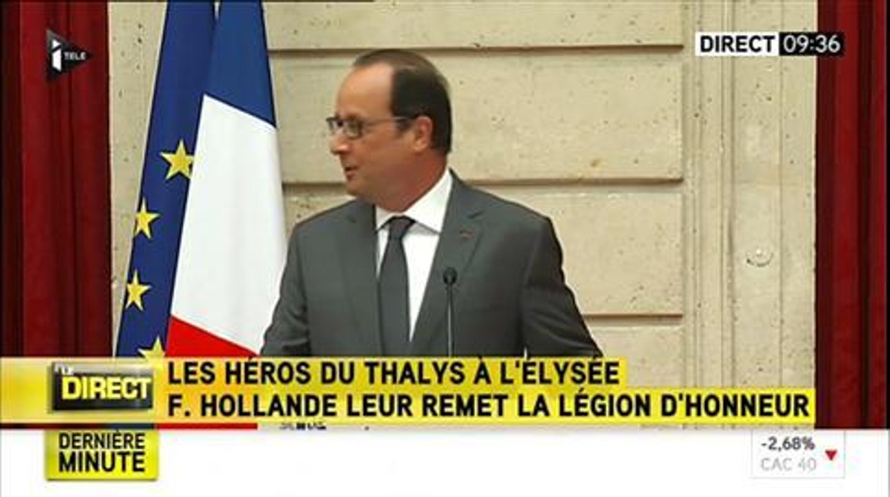 François Hollande explique pourquoi il veut remettre "la plus haute distinction" aux héros du Thalys