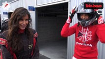 La course de karting de Malika Ménard et Laury Thilleman sur la piste des 24h du Mans