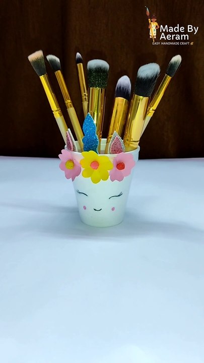 DIY Cute unicorn pen brush holder for kids