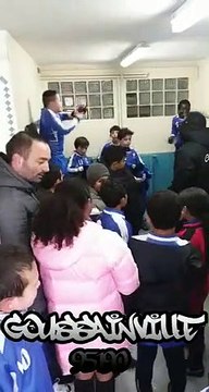 La joie dans les vestiaires de GOUSSAINVILLE après la victoire