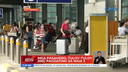 Mga pasahero, tuloy-tuloy ang pagdating sa NAIA 3 | UB