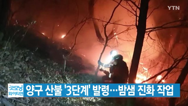 [YTN 실시간뉴스] 양구 산불 '3단계' 발령...밤샘 진화 작업 / YTN
