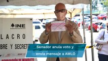 Dante Delgado anula su voto y advierte que revocación de mandato es una pantomima