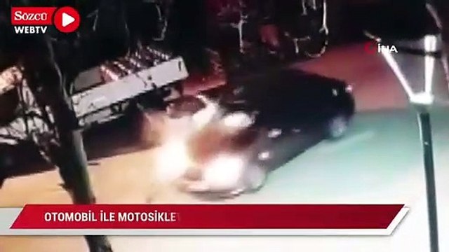 Otomobil ile motosiklet kafa kafaya çarpıştı