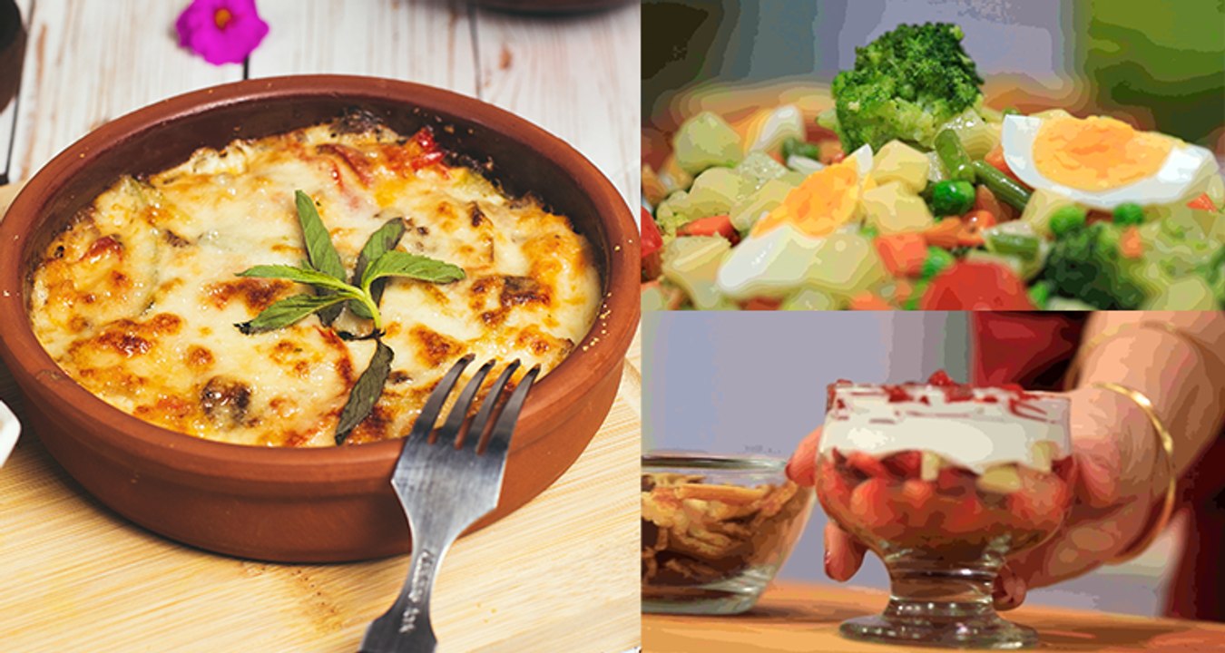 Lasagnes à la viande de bœuf, Salade cuite, verrine pancakes fraises - Koujinetna Haka EP 10
