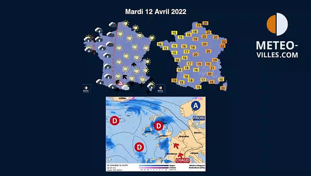 prévisions météo du lundi 11 avril 2022