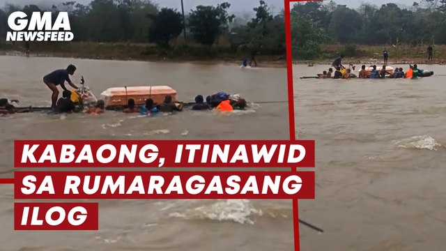 Kabaong, itinawid sa rumaragasang ilog | GMA News Feed