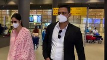Pregnant Katrina Kaif Hide her Baby Bump In Loose Dress With Husband Vicky Kaushal At Airport