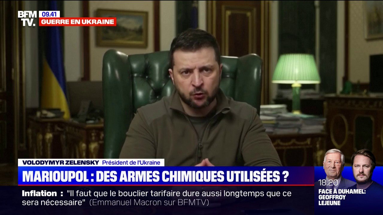 Guerre en Ukraine: Volodymyr Zelensky craint l'utilisation "d'armes chimiques" à Marioupol