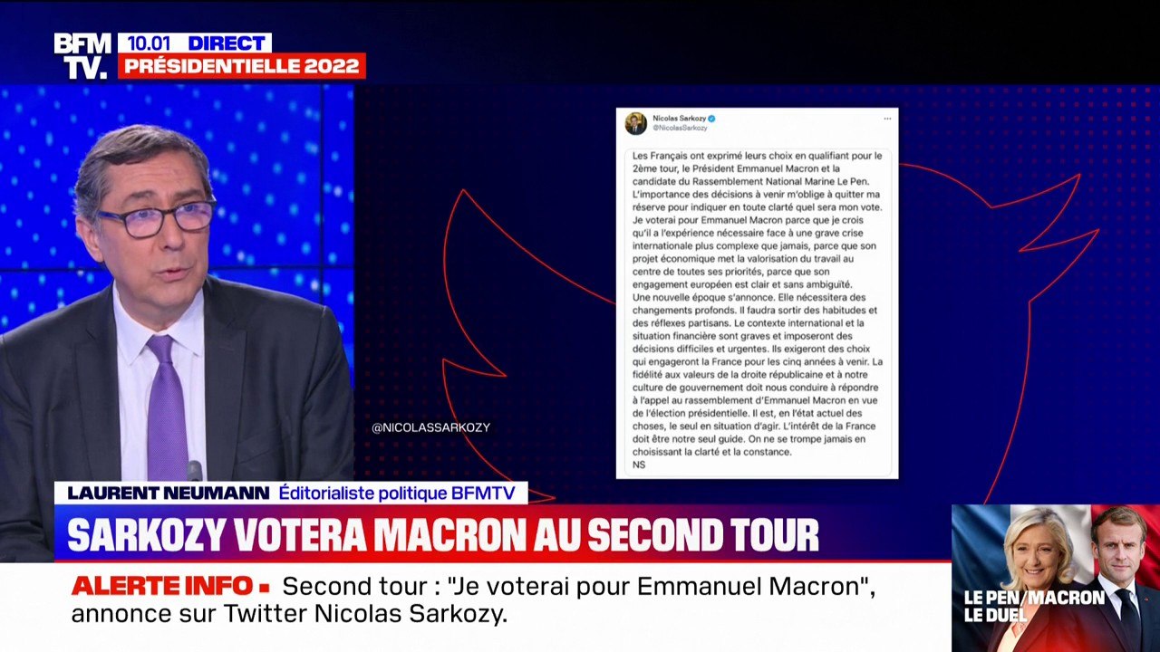 Présidentielle: Nicolas Sarkozy annonce qu'il votera pour Emmanuel Macron au second tour